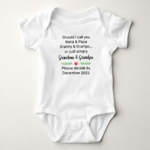 Personalized Grandma Grandpa Pregnancy Reveal Baby Bodysuit