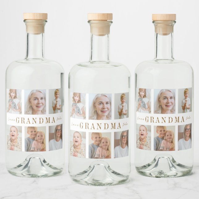 Personalized Grandma Liquor Label | Custom Photos (Bottles)