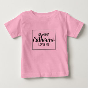 Personalized Grandma Loves Me Grandchild Baby T-Shirt