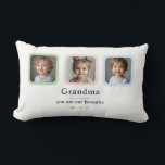 Personalized Grandma Photo | Custom Gift Lumbar Pillow<br><div class="desc">Celebrate Grandma with a gift she'll treasure forever! This personalized photo lumbar pillow features three framed photo slots with soft pastel borders and the heartfelt message “Grandma, you are our favourite.” Add your children’s or grandchildren’s photos for a truly meaningful and cozy keepsake. Perfect for birthdays, Mother’s Day, Grandparents’ Day,...</div>