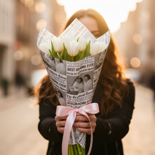 Personalized Grandma Photo   Custom Newspaper Wrapping Paper