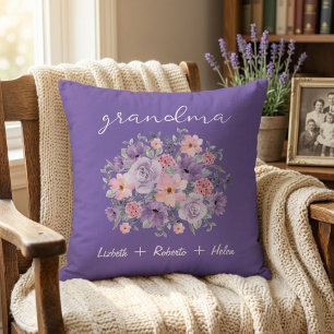 Personalized Grandma Pillow with Rose Bouquet