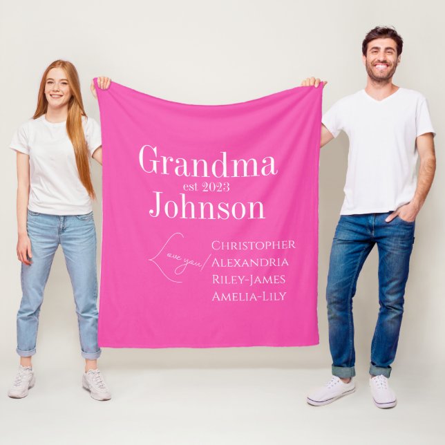Personalized Grandma Pink Fleece Blanket (In Situ)