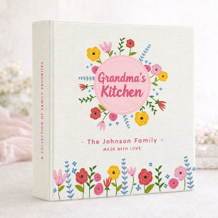 Personalized Grandma Recipe Binder Floral Keepsake