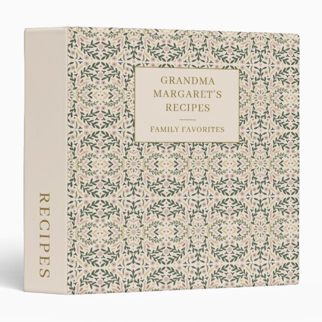 Personalized Grandma Recipe Keepsake Botanical Binder (Front/Spine)