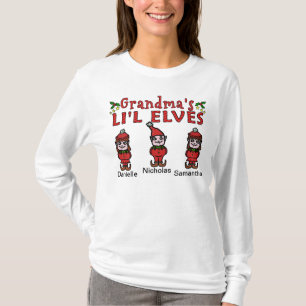 Personalized Grandma’s Li'l Elves 2 Girls 1 Boy T-Shirt