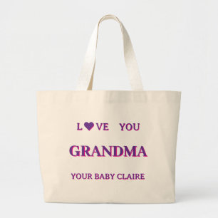 Personalized Grandma Script Large BAG PINK PURPLE
