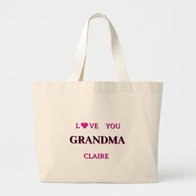 Personalized Grandma Script Large Tote Bag (Front)
