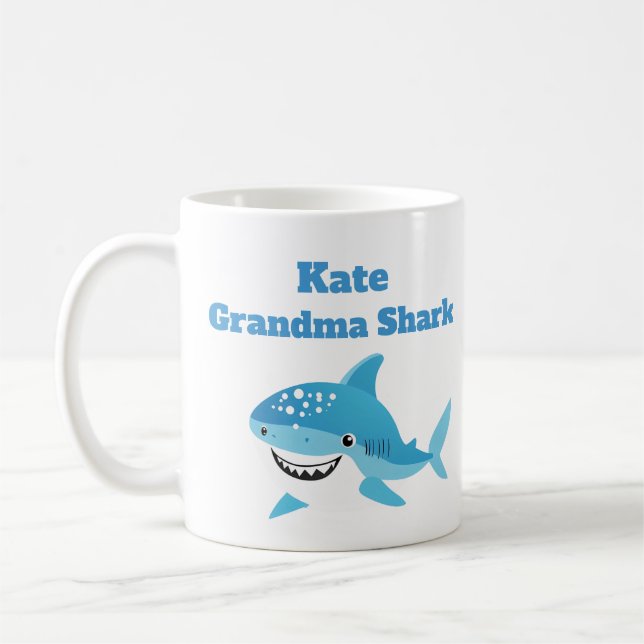 Personalized Grandma Shark Custom Name  Coffee Mug (Left)
