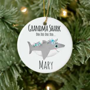 Personalized Grandma Shark Doo Doo Doo Ceramic Ornament