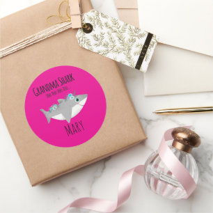 Personalized Grandma Shark Doo Doo Doo Classic Round Sticker