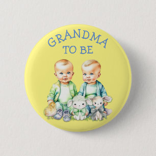 Personalized Grandma to be Twins Baby Shower 2 Inch Round Button
