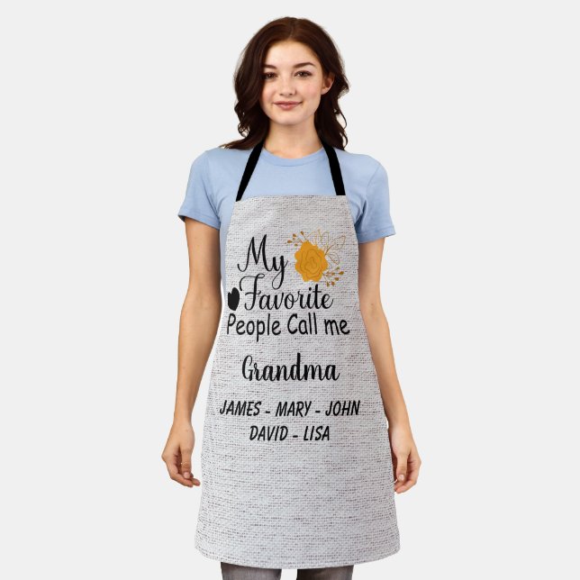 Personalized Grandma with names of the grandkids Apron (Worn)