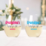 Personalized Grandma's and Grandpa's Sippy Cup Stemless Wine Glass<br><div class="desc">Personalized Grandma's and Grandpa's Sippy Cup wine glass</div>