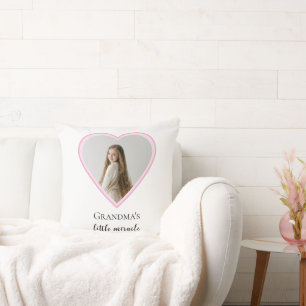 Personalized Grandma's Little Miracle Heart Photo  Throw Pillow