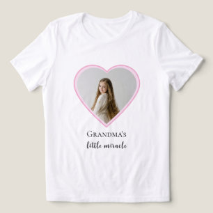Personalized Grandma's Little Miracle Heart Photo Tri-Blend Shirt