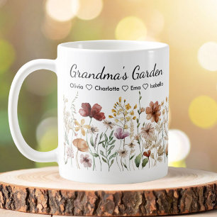 Personalized Grandma's Pretty Wildflower Garden Coffee Mug