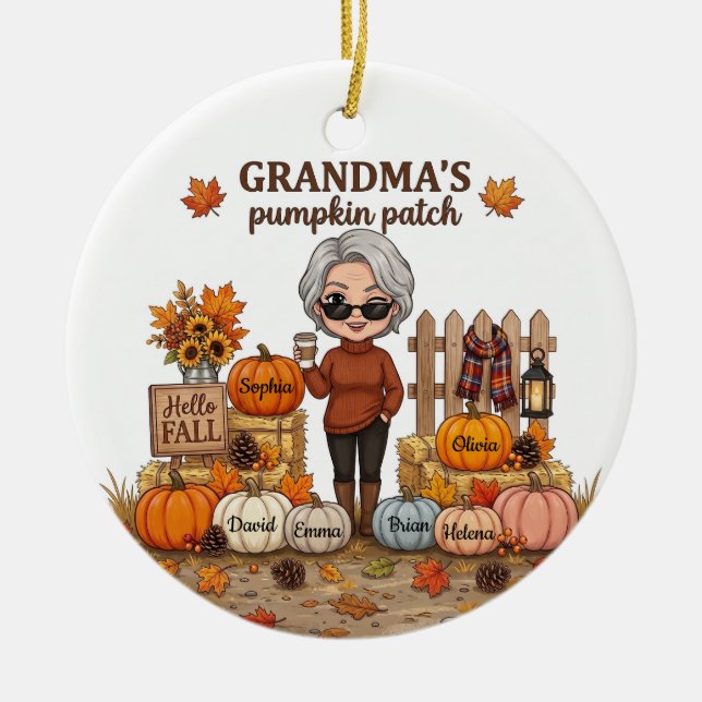 Personalized Grandma's Pumpkin Patch Ornament (Front)