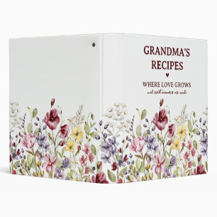 Personalized Grandma's Recipes Wildflower Recipe Binder