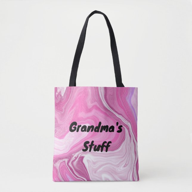 Personalized Grandma's Stuff | Pink and White  Tote Bag (Front)