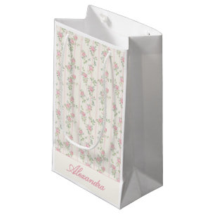 Personalized Grandmillennial Pink Floral Small Gift Bag