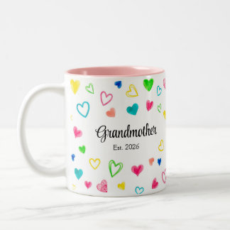 Personalized Grandmother Colourful Heart Gift Two-Tone Coffee Mug
