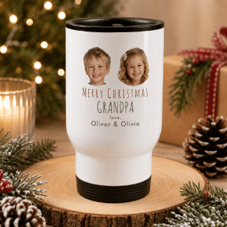 Personalized Grandpa Christmas Gift Photo Tumbler Travel Mug