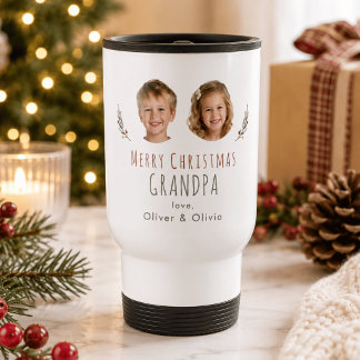 Personalized Grandpa Christmas Gift Photo Tumbler Travel Mug