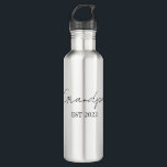 Personalized “Grandpa Est. [Year]” Water Bottle<br><div class="desc">Celebrate the year he became a grandpa with this custom “Grandpa Est. [Year]” water bottle, the perfect blend of sentimental and practical. Whether he’s a first-time grandpa or a seasoned pro, this sleek and durable bottle makes a thoughtful gift he’ll use and appreciate every day. 💧 Features: Personalized with the...</div>