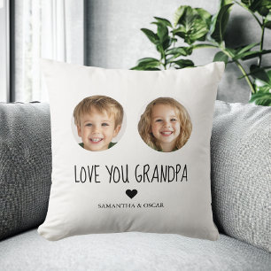 Personalized Grandpa Gift Custom Grandchild Face Throw Pillow