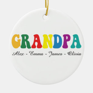 Personalized Grandpa Gift with Grandkids’ Names Ceramic Ornament