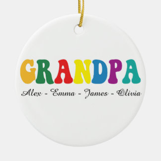 Personalized Grandpa Gift with Grandkids’ Names Ceramic Ornament