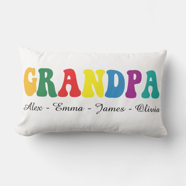 Personalized Grandpa Gift with Grandkids’ Names Lumbar Pillow (Front)