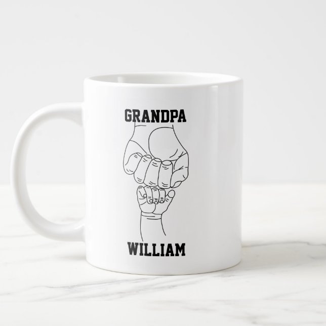 Personalized Grandpa Grandchild Gift Grandfather Large Coffee Mug (Left)