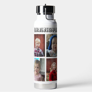 Personalized Grandpa   Grandkids Photos Water Bottle