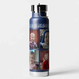 Personalized Grandpa   Grandkids Photos Water Bottle