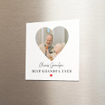 Personalized Grandpa Photo | Best Grandpa Ever Magnet<br><div class="desc">Celebrate Grandpa every time he opens the fridge! This personalized square photo magnet features a heart-shaped frame with your favourite memory and the words Best Grandpa Ever — all set on a clean white background with a sweet red heart accent. Perfect for Father’s Day, birthdays, or just because, this magnet...</div>