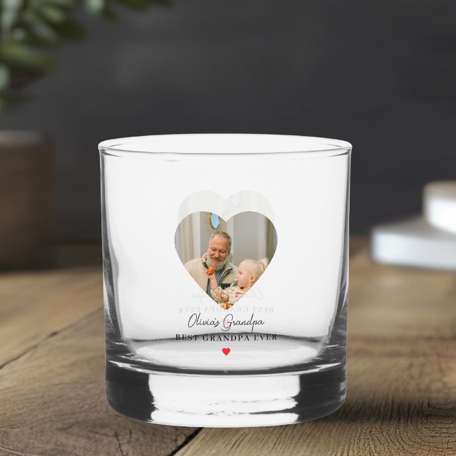 Personalized Grandpa Photo | Best Grandpa Ever Whiskey Glass (Creator Uploaded)