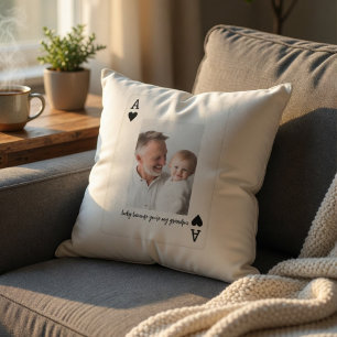 Personalized Grandpa Photo Custom Ace Card Throw Pillow