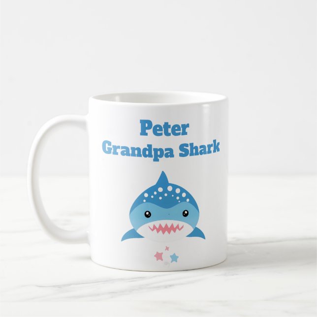Personalized Grandpa Shark Custom Name  Coffee Mug (Left)