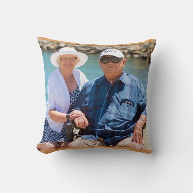 personalized grandparents photo anniversary gift throw pillow (Front)