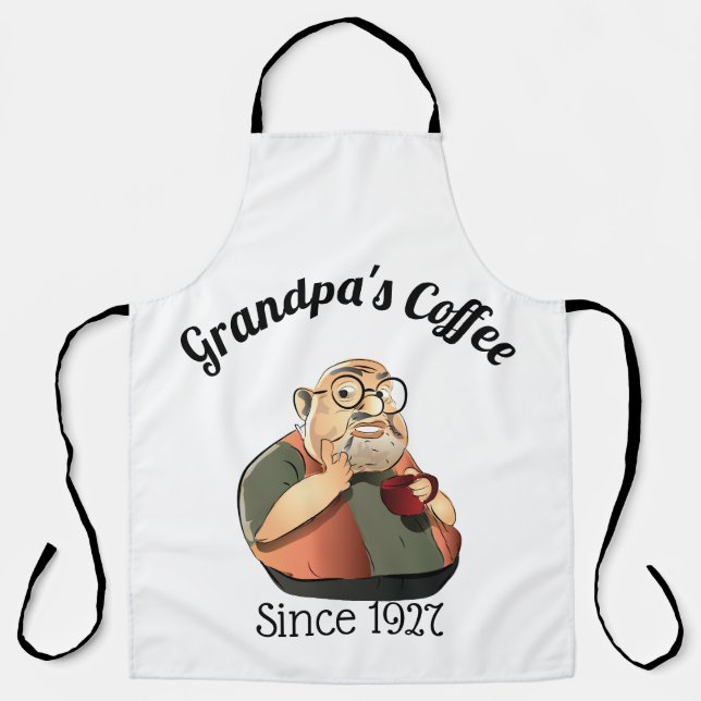 Personalized Grandpa's Coffee Shop Sign Apron (Front)