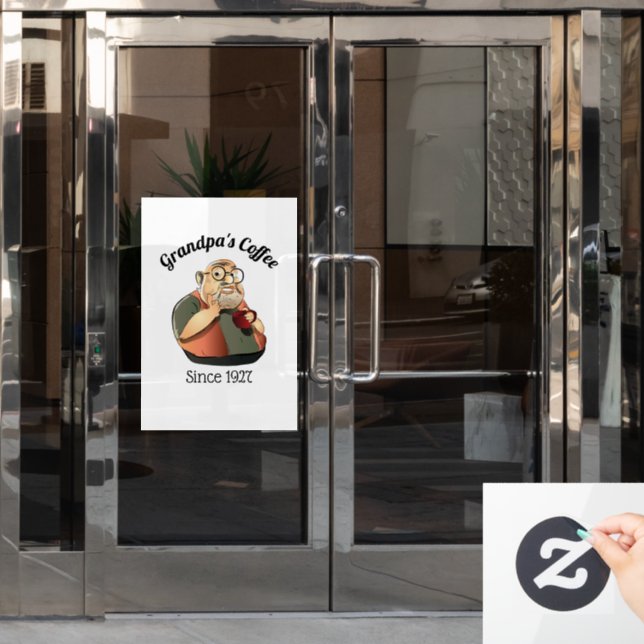 Personalized Grandpa's Coffee Window Cling (Office Door)