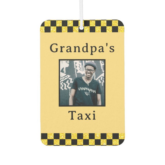 Personalized Grandpa's Taxi Photo Glitter Air Fres Air Freshener (Front)