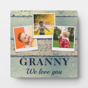 Personalized Granny Kids Children 3 Photo Collage Plaque
