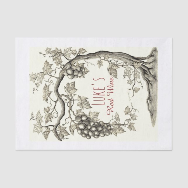 Personalized Grapevine Red Wine Tree Tissue Paper (Front)