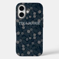 Personalized Graphic Black & Grey Flower Design 