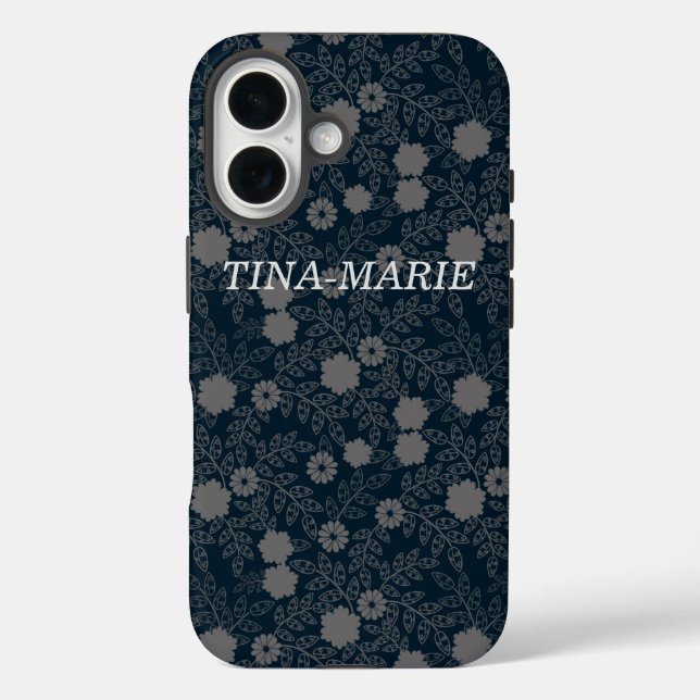 Personalized Graphic Black & Grey Flower Design  Case-Mate iPhone Case (Back)