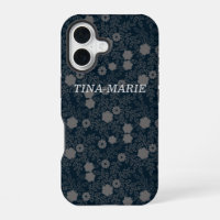 Personalized Graphic Black & Grey Flower Design 