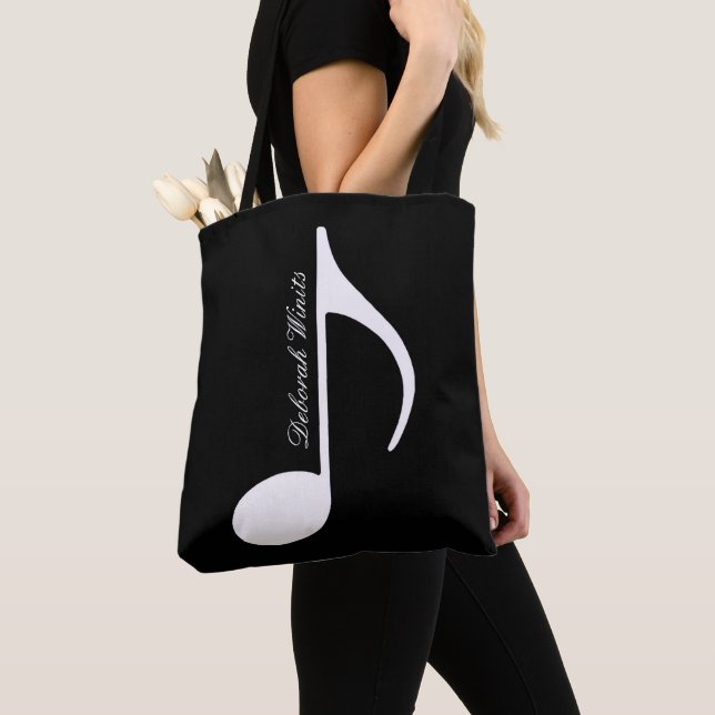 Personalized graphic musical note tote with name (Close Up)